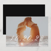 White Scripting Hochzeitstag Save The Date (Vorne/Hinten)