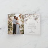 White Sculptured Flowers | Wedding Photo Dankeskarte (Innenseite)