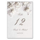 White Sculptured Flowers Wedding   Tischnummer (Rückseite)