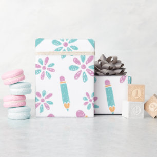 White Seamless Wrapping Paper: Art der Blume von S Geschenkpapier