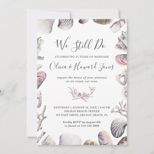 White Seashell Beach wir machen noch immer eine Er Einladung (Vorderseite)