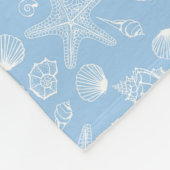 White Seashell Blue Beach Fleece Blanket (Ecke)