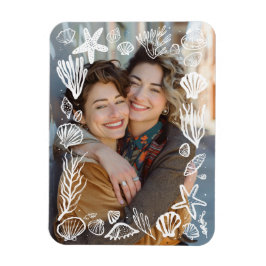 White Seashells Frame Custom Foto Magnet