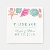 White Seashells Paper Napkin for Beach Wedding Serviette (Vorderseite)