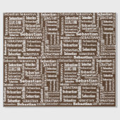 White-SEBASTIAN-Name auf braun Geschenkpapier (Flach)