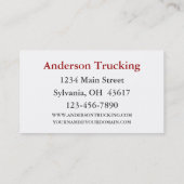 White Semi Truck Driver Visitenkarte (Rückseite)