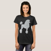 White Sequin Poodle auf schwarzem Hintergrund T-Shirt (Vorne ganz)