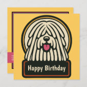 White Shaggy Hund Geburtstagsparty Einladung (Vorne/Hinten)