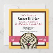 White Shaggy Hund Geburtstagsparty Einladung (Rückseite)