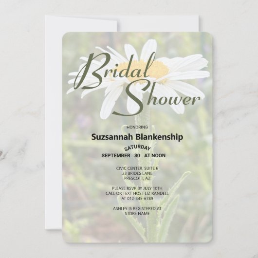 White Shasta Daisy Foto Brautparty Einladung (Vorderseite)