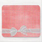 White Sheer Bow auf Gingham Mousepad (Vorne)