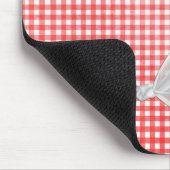 White Sheer Bow auf Gingham Mousepad (Ecke)