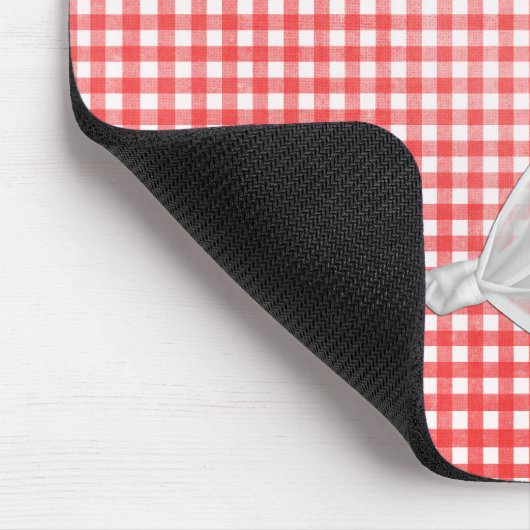 White Sheer Bow auf Gingham Mousepad (Ecke)