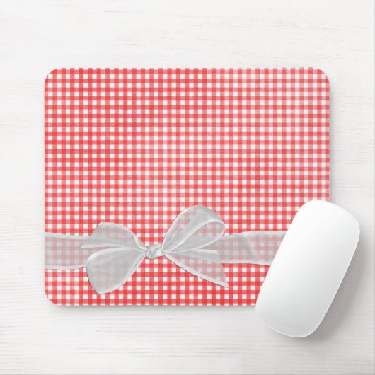 White Sheer Bow auf Gingham Mousepad (Mit Mouse)