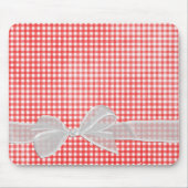 White Sheer Bow auf Gingham Mousepad (Vorne)