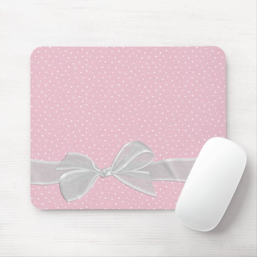 White Sheer Ribbon auf Button Dots Mousepad (Mit Mouse)