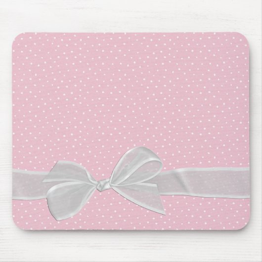 White Sheer Ribbon auf Button Dots Mousepad (Vorne)
