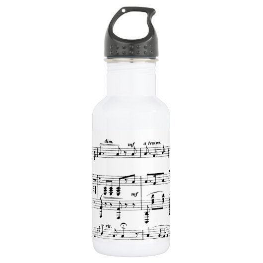 White Sheet Music Edelstahlflasche (Vorderseite)
