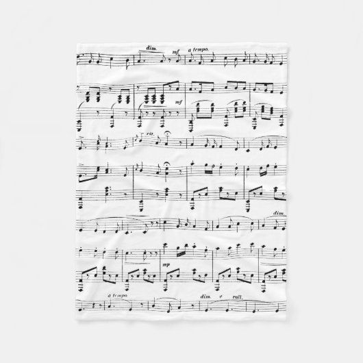 White Sheet Music Fleecedecke (Vorderseite)