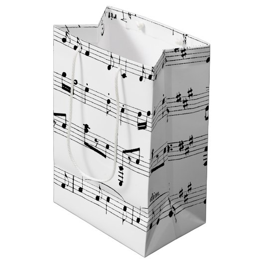 White Sheet Music Mittlere Geschenktüte (Vorderseite Schrägansicht)