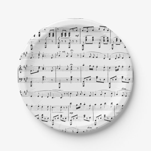 White Sheet Music Pappteller (Vorderseite)