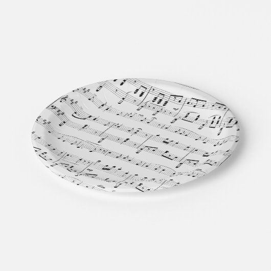 White Sheet Music Pappteller (Schrägansicht)