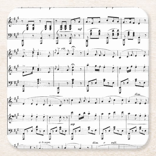 White Sheet Music Rechteckiger Pappuntersetzer (Vorderseite)