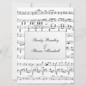 White Sheet Music Theme Wedding Einladung (Rückseite)