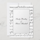 White Sheet Music Theme Wedding Einladung (Rückseite)