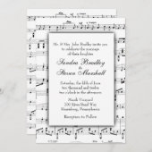 White Sheet Music Theme Wedding Einladung (Vorne/Hinten)