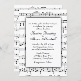 White Sheet Music Theme Wedding Einladung