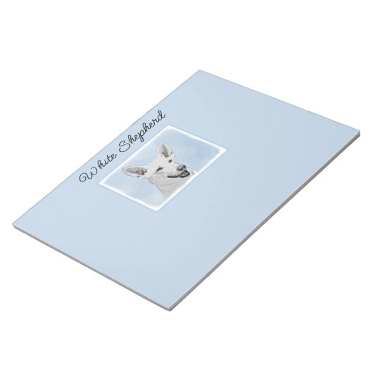 White Shepherainting - Niedliche Original Hunde Ar Notizblock (angewinkelt)
