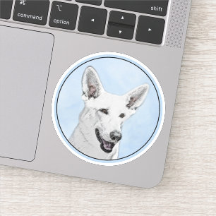 White Shepherainting - Niedliche Original Hunde Ku Aufkleber
