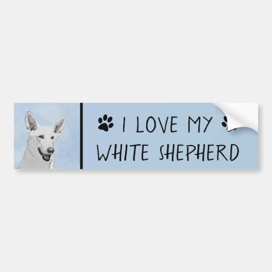 White Shepherainting - Niedliche Original Hunde Ku Autoaufkleber (Vorne)