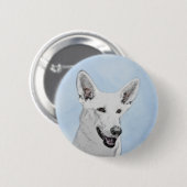 White Shepherainting - Niedliche Original Hunde Ku Button (Vorne & Hinten)