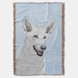 White Shepherainting - Niedliche Original Hunde Ku Decke