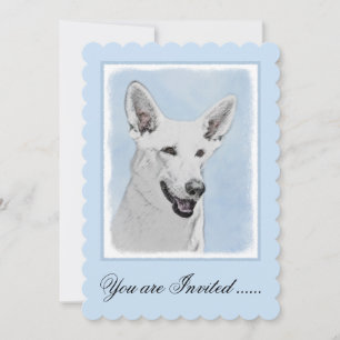 White Shepherainting - Niedliche Original Hunde Ku Einladung