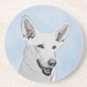 White Shepherainting - Niedliche Original Hunde Ku Getränkeuntersetzer