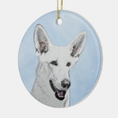 White Shepherainting - Niedliche Original Hunde Ku Keramik Ornament (Links)