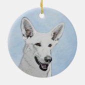 White Shepherainting - Niedliche Original Hunde Ku Keramik Ornament (Hinten)