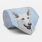White Shepherainting - Niedliche Original Hunde Ku Krawatte (Gerollt)