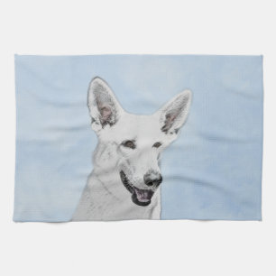 White Shepherainting - Niedliche Original Hunde Ku Küchentuch