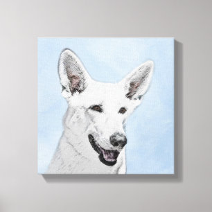 White Shepherainting - Niedliche Original Hunde Ku Leinwanddruck