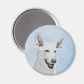 White Shepherainting - Niedliche Original Hunde Ku Magnet (Vorderseite/Rückseite)