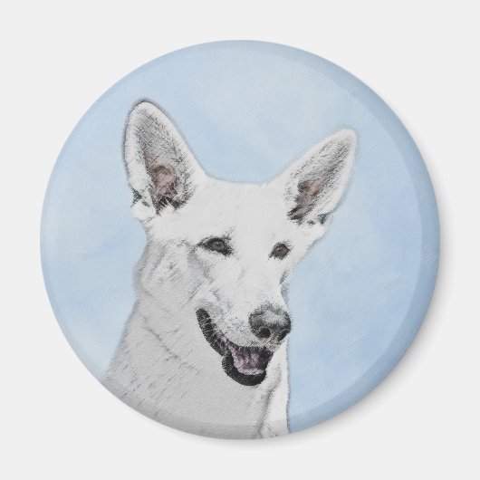 White Shepherainting - Niedliche Original Hunde Ku Magnet (Vorne)