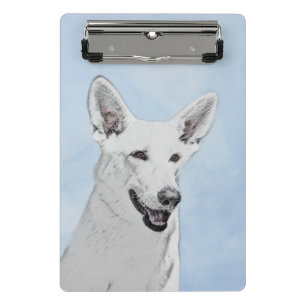 White Shepherainting - Niedliche Original Hunde Ku Mini Klemmbrett