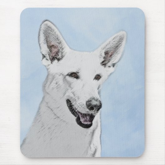 White Shepherainting - Niedliche Original Hunde Ku Mousepad (Vorne)