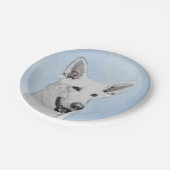 White Shepherainting - Niedliche Original Hunde Ku Pappteller (Schrägansicht)