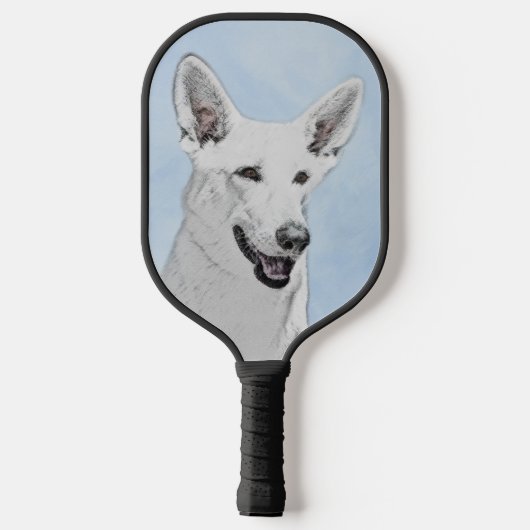 White Shepherainting - Niedliche Original Hunde Ku Pickleball Schläger (Rückseite)