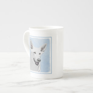 White Shepherainting - Niedliche Original Hunde Ku Porzellantasse